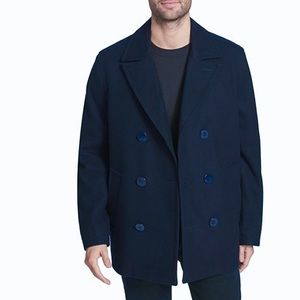 Tommy Hilfiger Winter Pea Coat Double Breasted Collared Blue wool